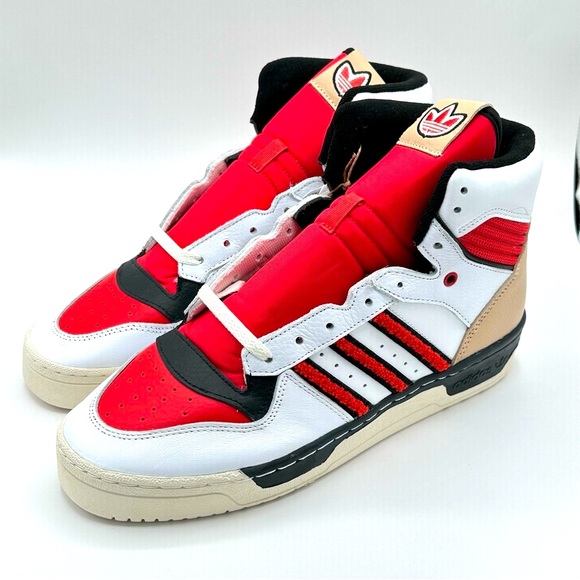 adidas Other - Men’s Adidas Originals Rivalry High Leather Basketball Shoes White Red Size 10.5